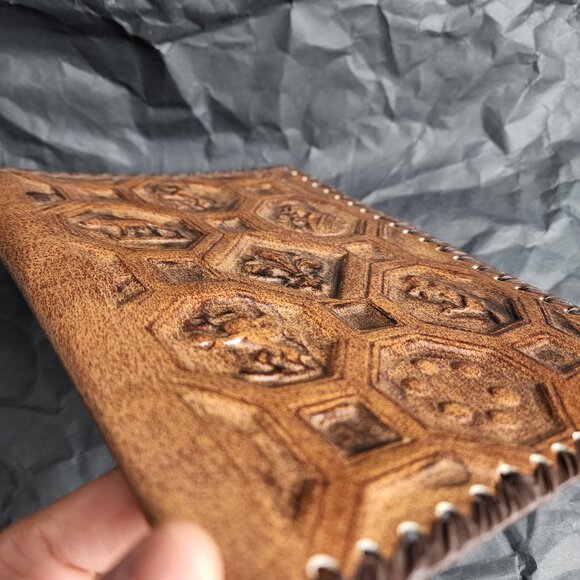 Italy real leather notebook book cover 3d embossed handmade - Picture 6 of 6